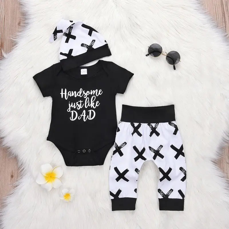 Handsome just like dad 3 piece outfit for baby's