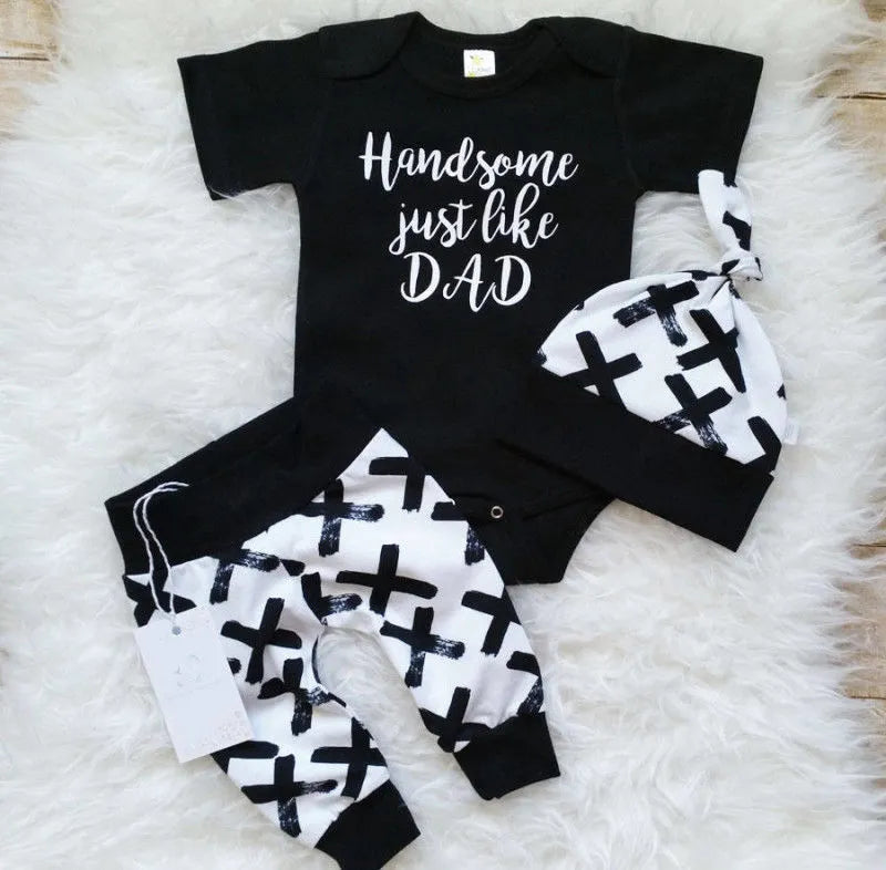 Handsome just like dad 3 piece outfit for baby's