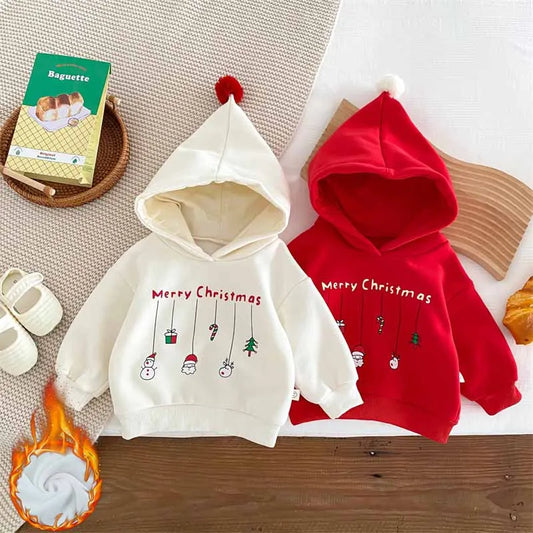 Baby Christmas padded sweater fleece hoodie