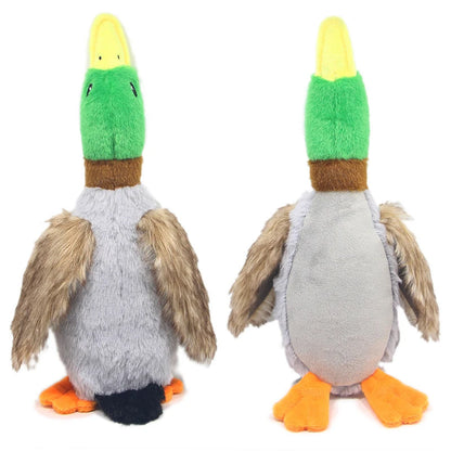 Squeaky plush duck dog toy