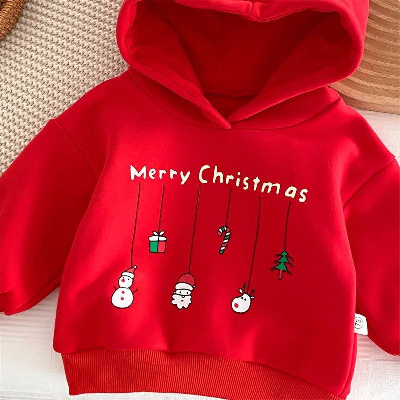 Baby Christmas padded sweater fleece hoodie